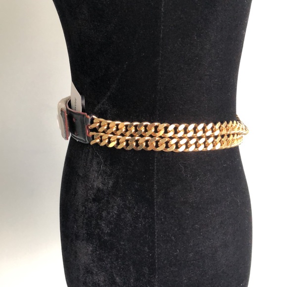 Moschino double chain gold/leather belt. Size 38 - Picture 10 of 11